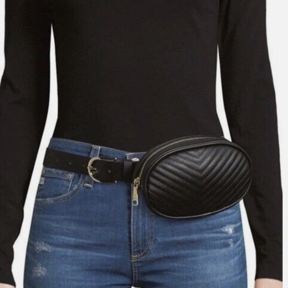 Steve Madden Black Quilted Chevron Belt Bag (no belt) - Picture 2 of 9